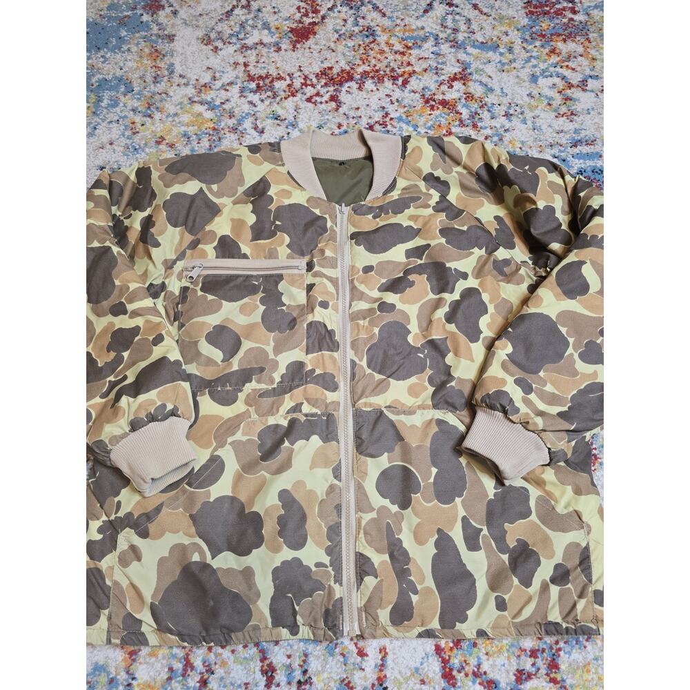 Vintage 80's Columbia Men's Reversible Hunting Duck Camo Bomber Jacket Size Med